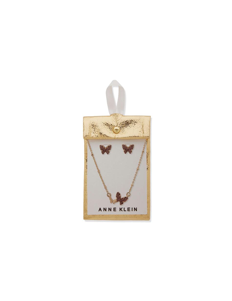 Ensembles de bijoux Anne Klein Butterflies Motif Necklace and Earring Set in Pouch   | ULE-3907728